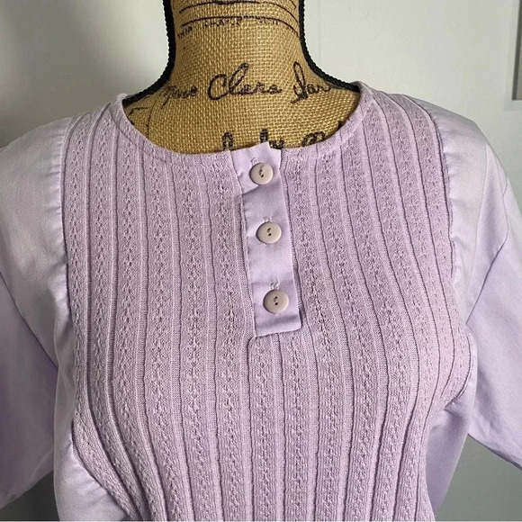 Blair Vintage Lilac Top Button Knit Detail Blouse - Picture 2 of 9